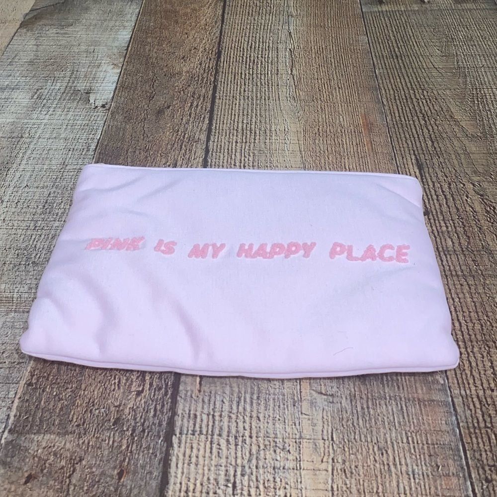 Benefit "Pink Is My Happy Place" Branded Flat Makeup Skincare Travel Bag Pink